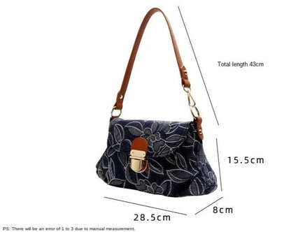 Retro Floral Denim Bag - Uniquely You Online - Handbag