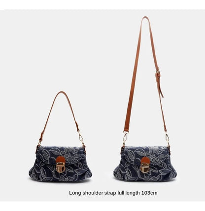 Retro Floral Denim Bag - Uniquely You Online - Handbag