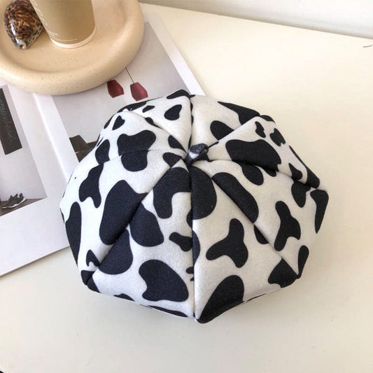 Retro Woolen Cow Print Beret - Uniquely You Online - Hat