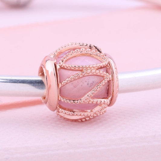 Rose Gold Caged Glass Bead - Uniquely You Online - Charms