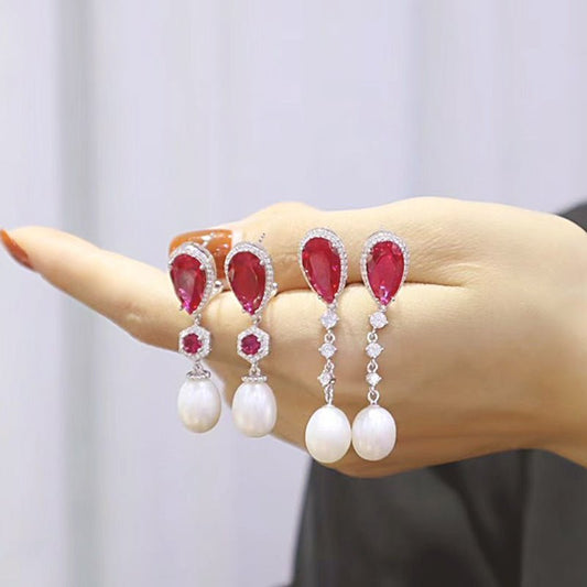 Ruby Pearl Drop Earrings - Uniquely You Online - Earrings