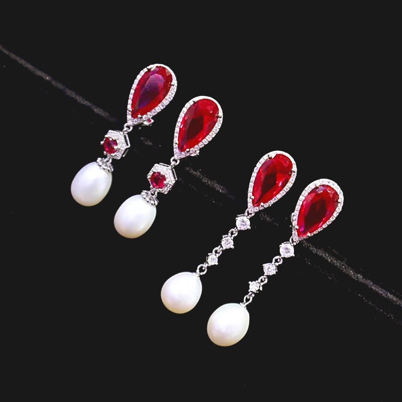 Ruby Pearl Drop Earrings - Uniquely You Online - Earrings