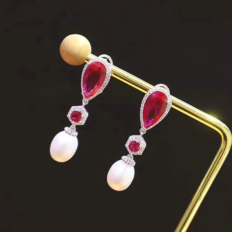 Ruby Pearl Drop Earrings - Uniquely You Online - Earrings