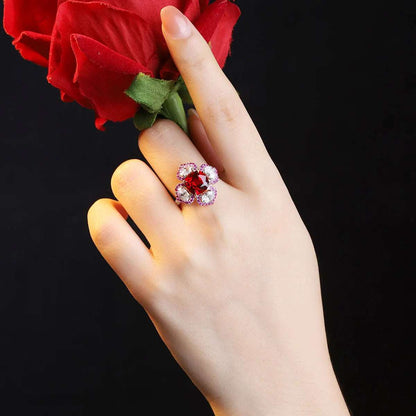 Ruby Red Flower Ring - Uniquely You Online - Ring
