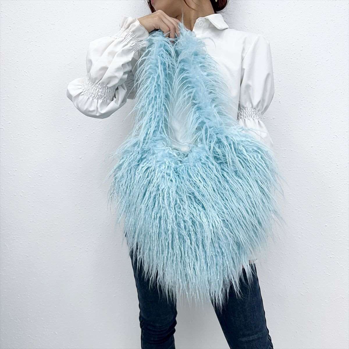 Shaggy Plush Faux Fur Heart Bag - Uniquely You Online - Handbag