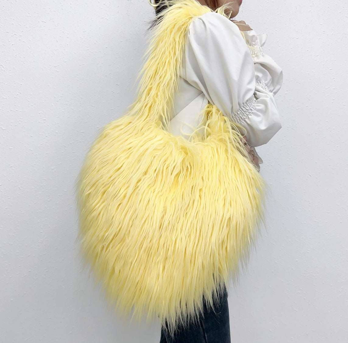 Shaggy Plush Faux Fur Heart Bag - Uniquely You Online - Handbag