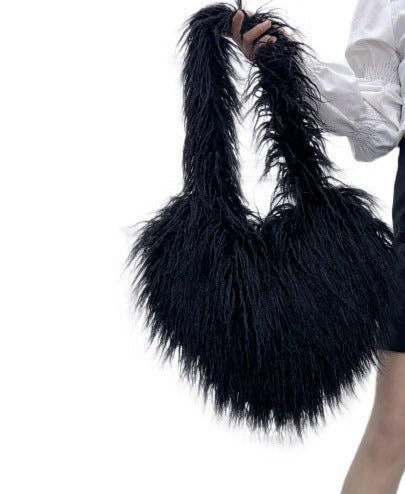 Shaggy Plush Faux Fur Heart Bag - Uniquely You Online - Handbag