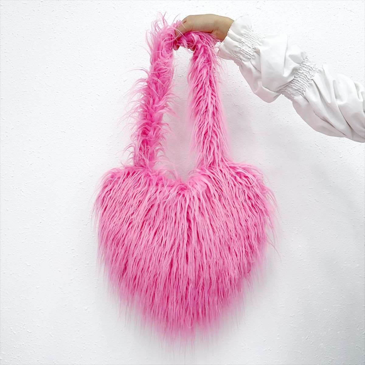 Shaggy Plush Faux Fur Heart Bag - Uniquely You Online - Handbag