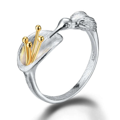 Silver Hummingbird Flower Ring - Uniquely You Online - Ring