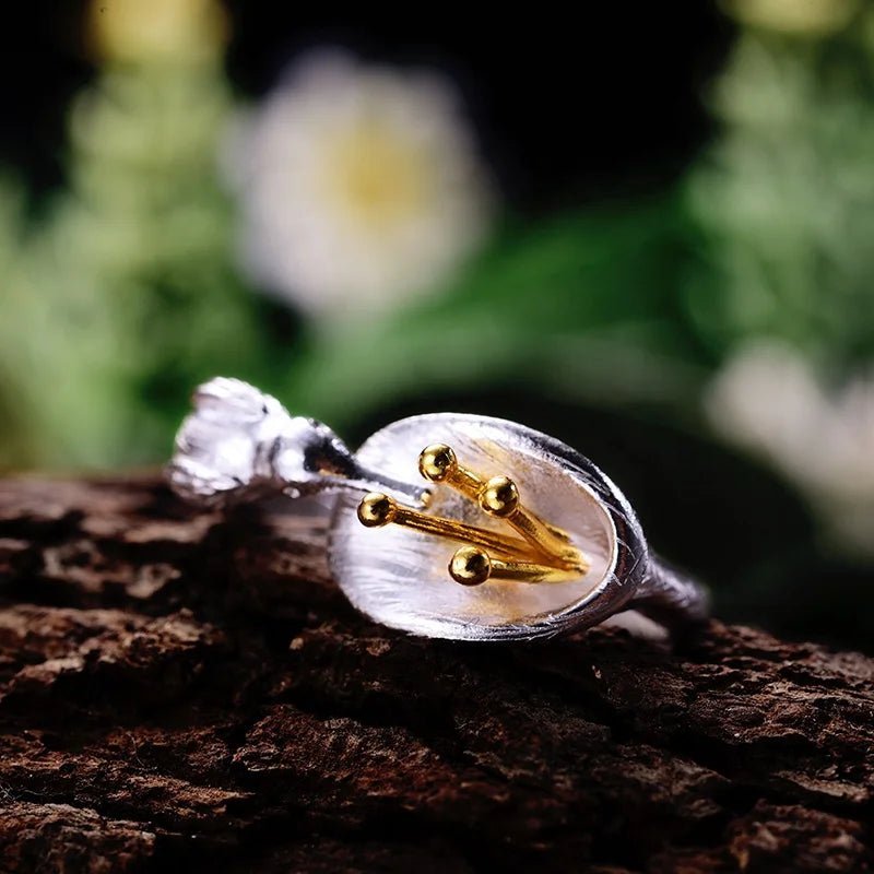 Silver Hummingbird Flower Ring - Uniquely You Online - Ring