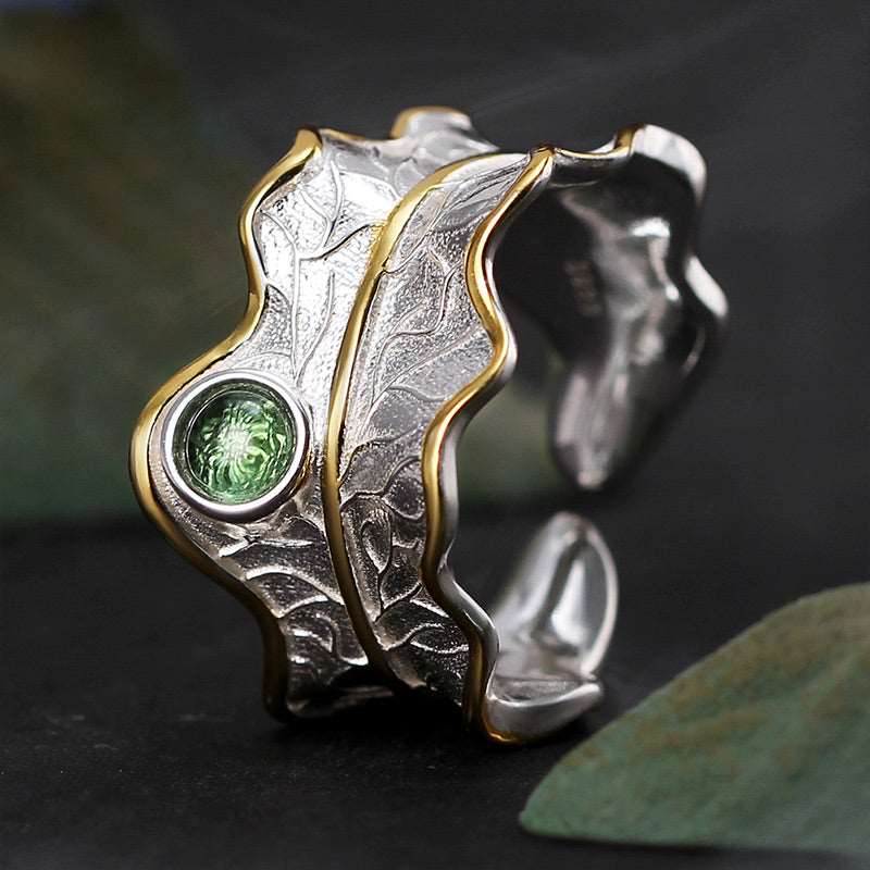 Silver Leaf Gemstone Ring - Uniquely You Online - Ring