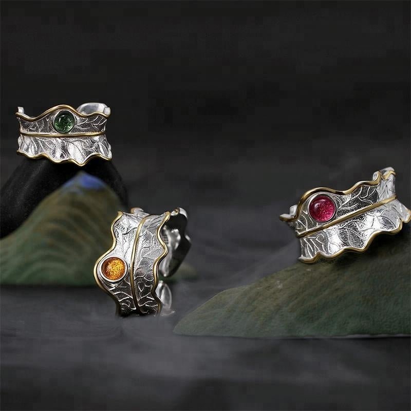 Silver Leaf Gemstone Ring - Uniquely You Online - Ring