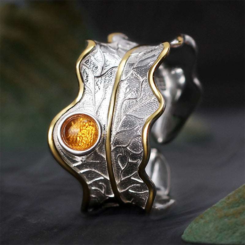 Silver Leaf Gemstone Ring - Uniquely You Online - Ring