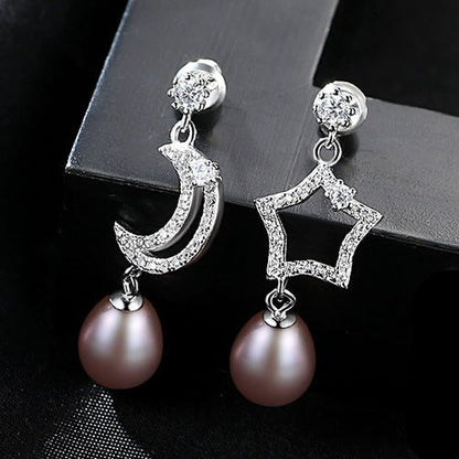 Star Moon Pearl Drop Earrings - Uniquely You Online - Earrings