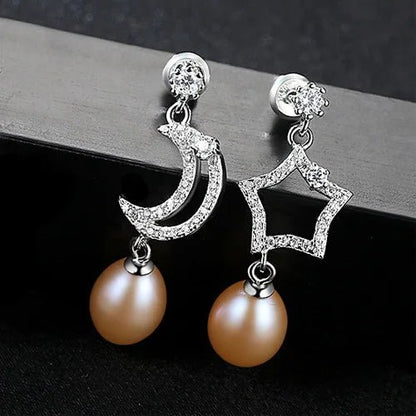 Star Moon Pearl Drop Earrings - Uniquely You Online - Earrings