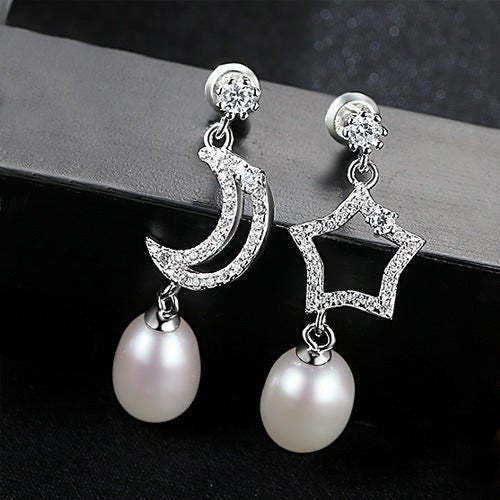 Star Moon Pearl Drop Earrings - Uniquely You Online - Earrings