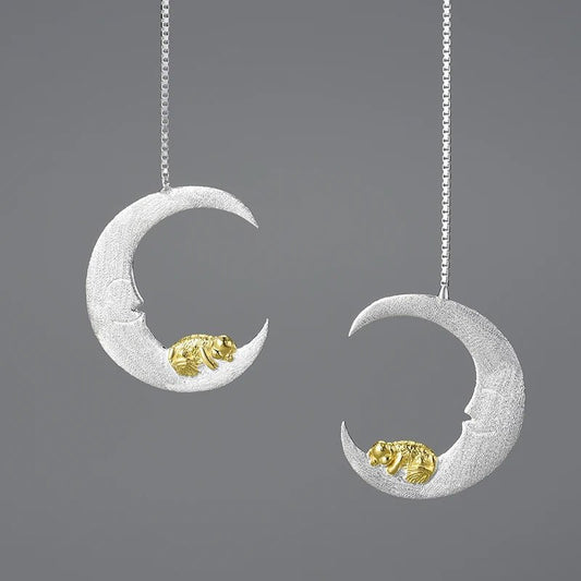 Sweet Dream Puppy Crescent Moon Earrings - Uniquely You Online - Earrings