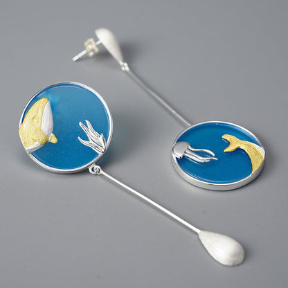 Underwater World Whale Asymmetrical Drop Earrings - Uniquely You Online - Earrings