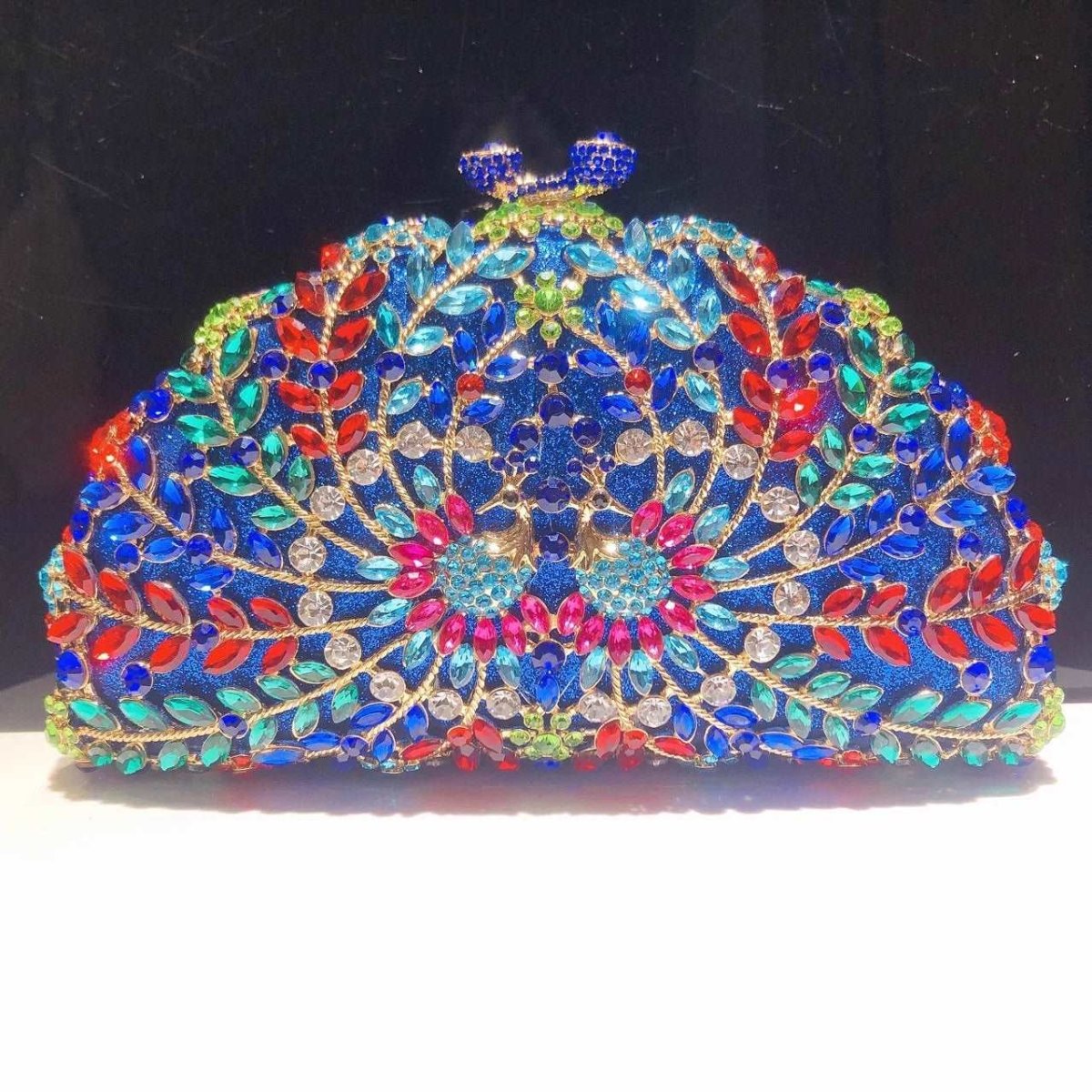 Vibrant Crystal Peacock Clutch 2 - Uniquely You Online - Clutch
