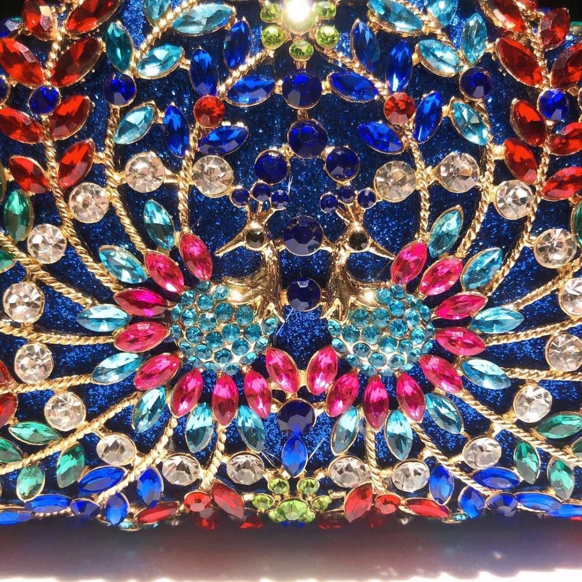 Vibrant Crystal Peacock Clutch 2 - Uniquely You Online - Clutch