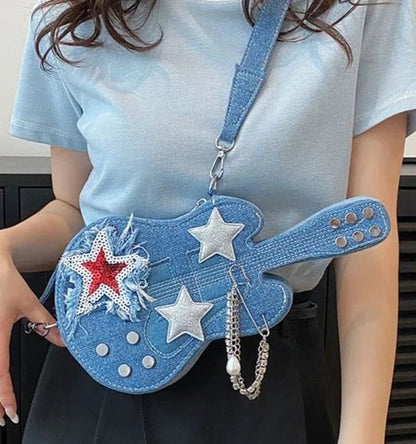 Vintage Denim Guitar Novelty Bag - Uniquely You Online - Crossbody