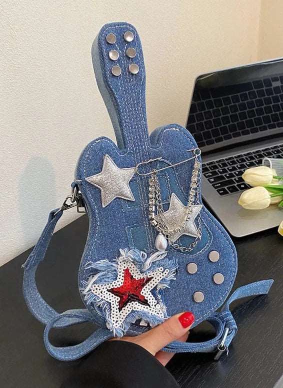 Vintage Denim Guitar Novelty Bag - Uniquely You Online - Crossbody