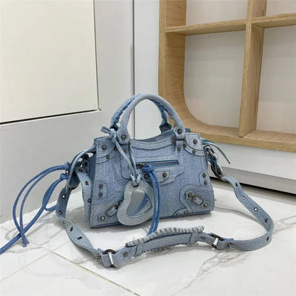 Vintage Square Rivet Denim Bag - Uniquely You Online - Handbag