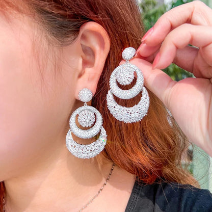 White Circle Dangle Statement Earrings - Uniquely You Online - Earrings