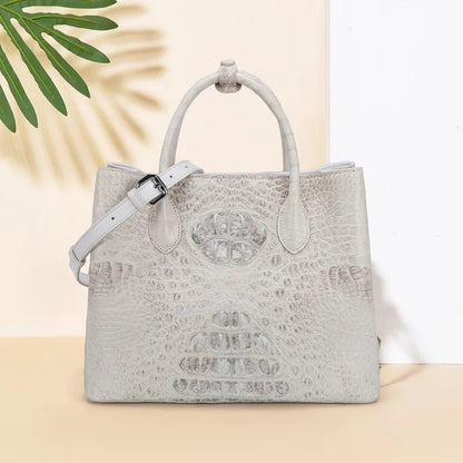 White Crocodile Leather Handbag - Uniquely You Online - Handbag