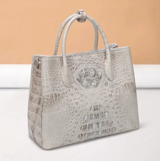 White Crocodile Leather Handbag - Uniquely You Online - Handbag