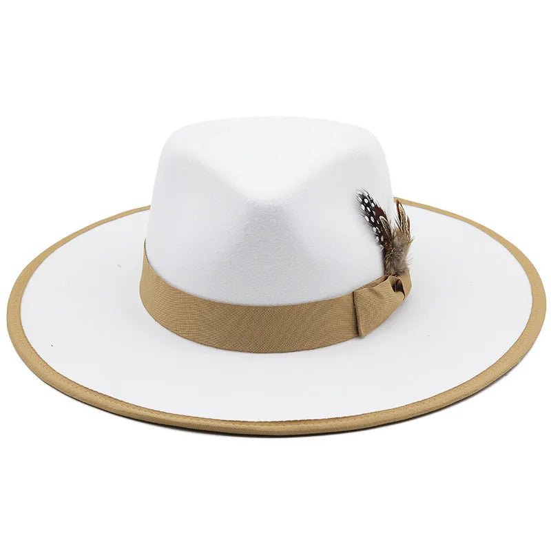 White Feather Wool Flat Brim Jazz Hat - Uniquely You Online - Hat