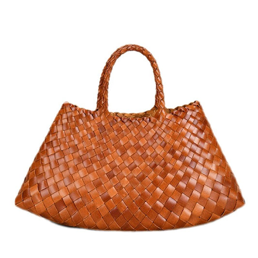 Woven Leather Basket Tote - Uniquely You Online - Handbag