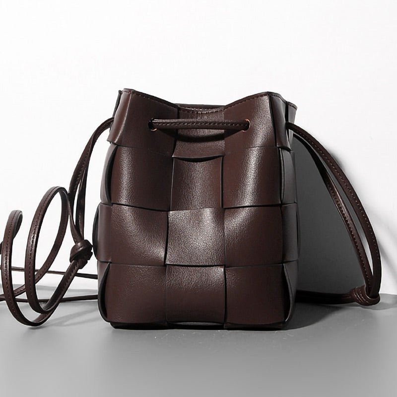 Woven Leather Bucket Bag - Uniquely You Online - Handbag
