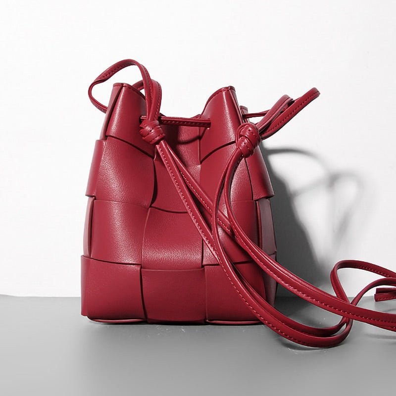 Woven Leather Bucket Bag - Uniquely You Online - Handbag