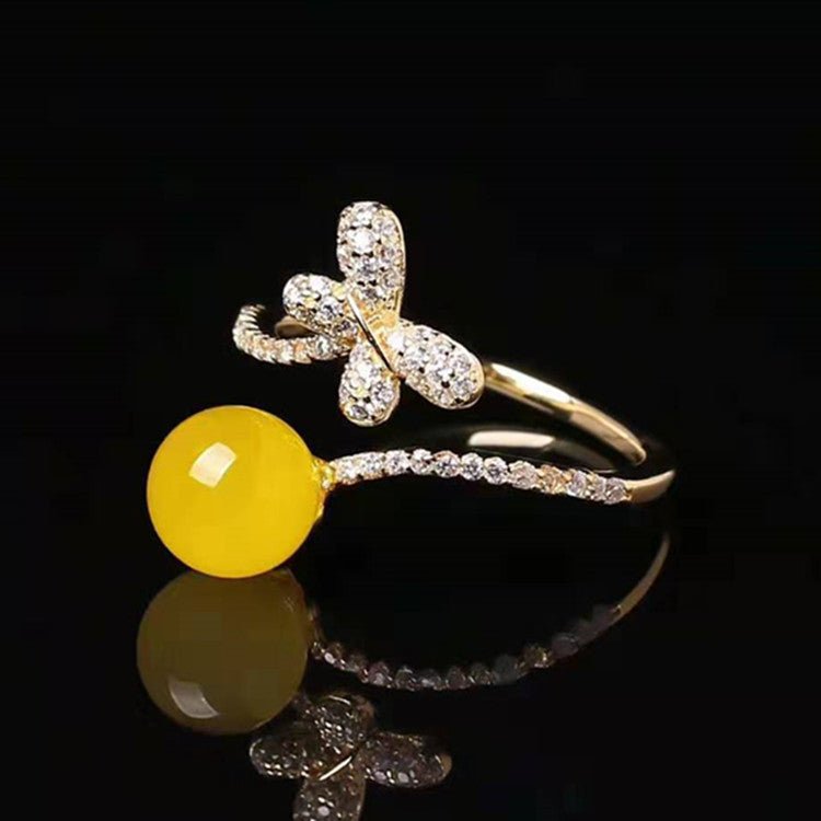 Yellow Amber Butterfly Ring - Uniquely You Online - Ring