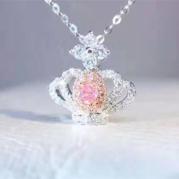 0.075ct Natural Pink Diamond Crown Necklace - Uniquely You Online - Pendant with Necklace