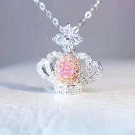 0.075ct Natural Pink Diamond Crown Necklace - Uniquely You Online - Pendant with Necklace
