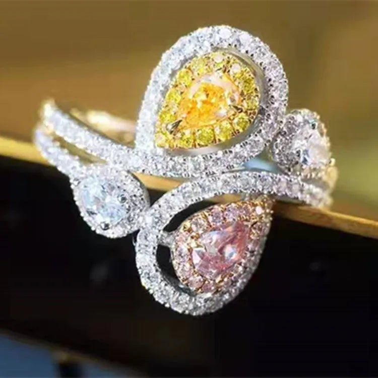 0.103ct Pink/Yellow Tear Drop Diamond Ring - Uniquely You Online - Ring