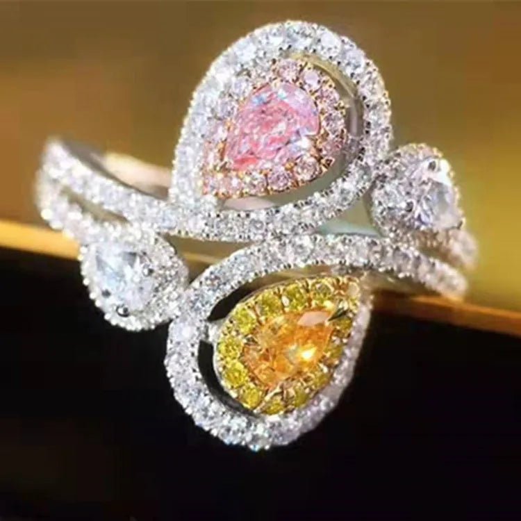 0.103ct Pink/Yellow Tear Drop Diamond Ring - Uniquely You Online - Ring