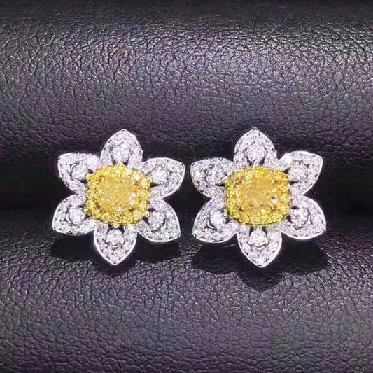 0.34ct Yellow Diamond Flower Stud Earrings - Uniquely You Online - Earrings
