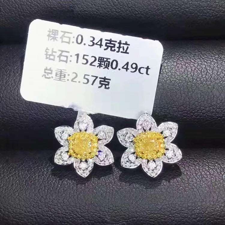 0.34ct Yellow Diamond Flower Stud Earrings - Uniquely You Online - Earrings