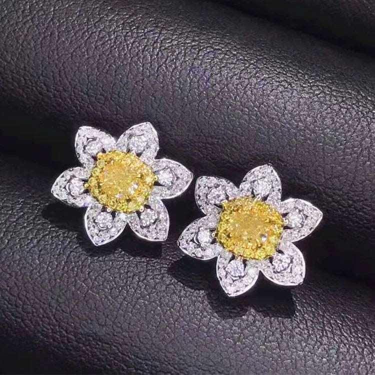 0.34ct Yellow Diamond Flower Stud Earrings - Uniquely You Online - Earrings