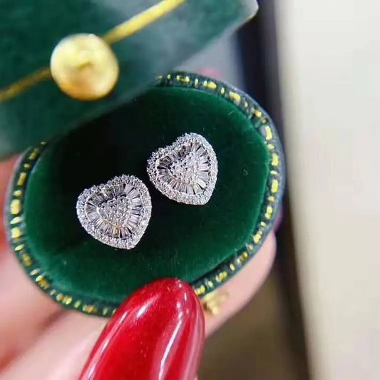 0.3ct Baguette Diamond Heart Stud Earrings - Uniquely You Online - Earrings