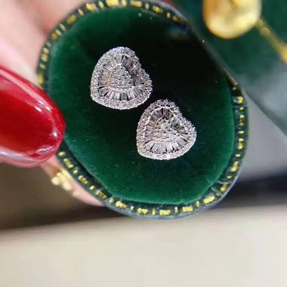 0.3ct Baguette Diamond Heart Stud Earrings - Uniquely You Online - Earrings