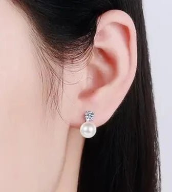 0.4-0.6ct Moissanite Pearl Drop Earrings - Uniquely You Online - Earrings