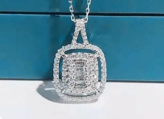 0.40ct Square Frame Diamond Pendant with Necklace - Uniquely You Online - Pendant with Necklace