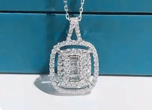 0.40ct Square Frame Diamond Pendant with Necklace - Uniquely You Online - Pendant with Necklace