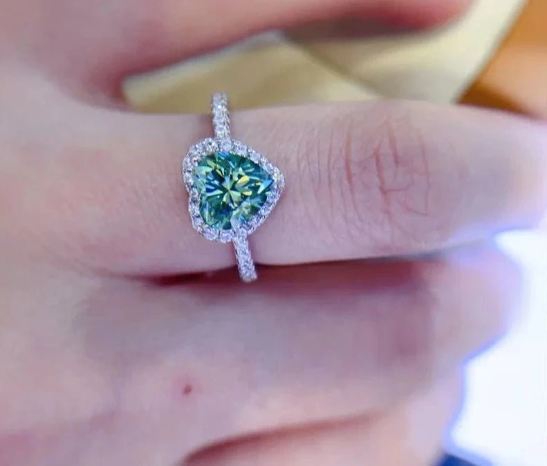 1-2ct Heart Shaped Green Moissanite Ring - Uniquely You Online - Ring