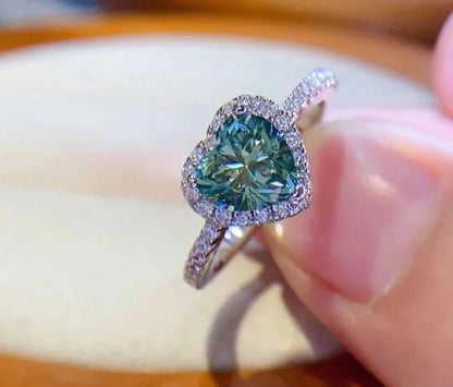 1-2ct Heart Shaped Green Moissanite Ring - Uniquely You Online - Ring