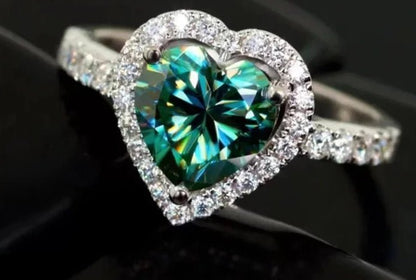 1-2ct Heart Shaped Green Moissanite Ring - Uniquely You Online - Ring